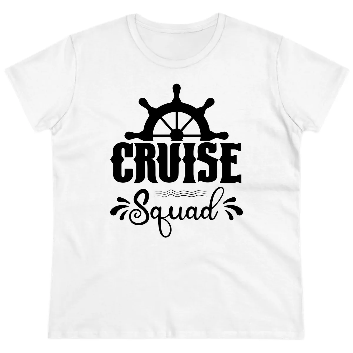 Cruise Squad Ship Wheel Ladies Tee in White