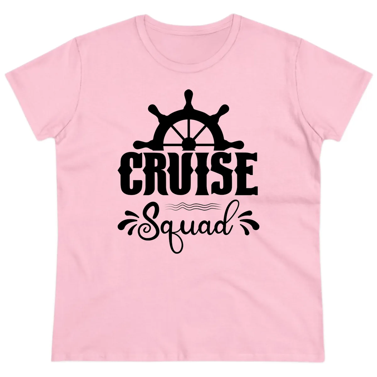 Cruise Squad Ship Wheel Ladies Tee in Light Pink