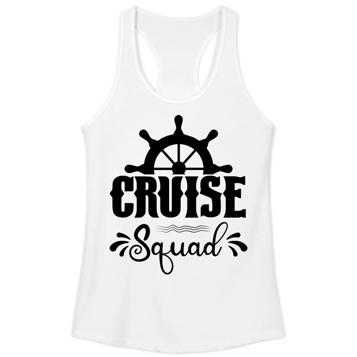 Cruise Squad Ship Wheel Ladies Tank in White