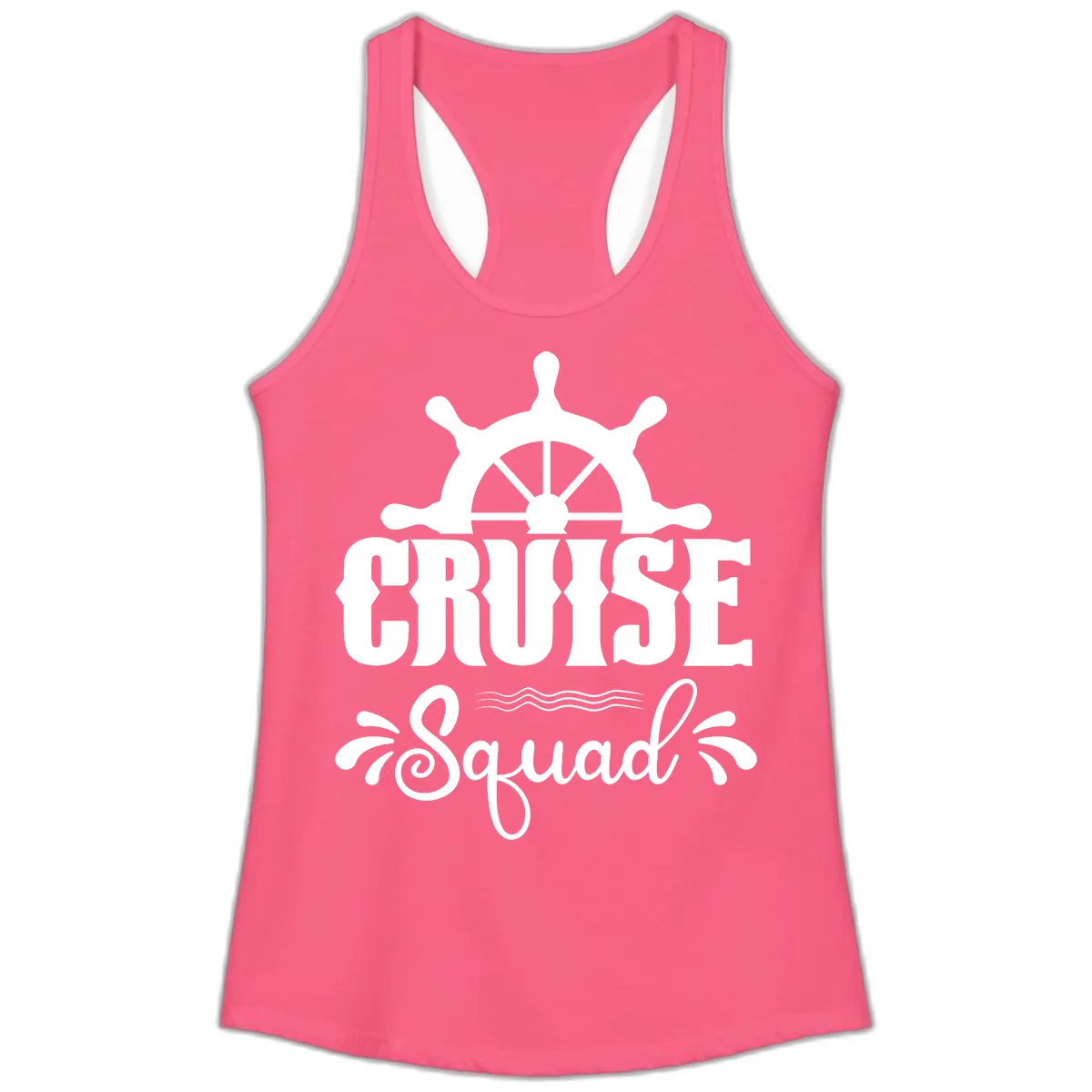 Cruise Squad Ship Wheel Ladies Tank in Solid Hot Pink