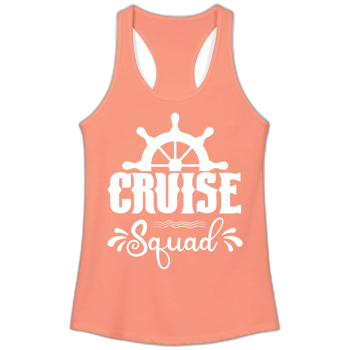 Cruise Squad Ship Wheel Ladies Tank in Solid Light Orange