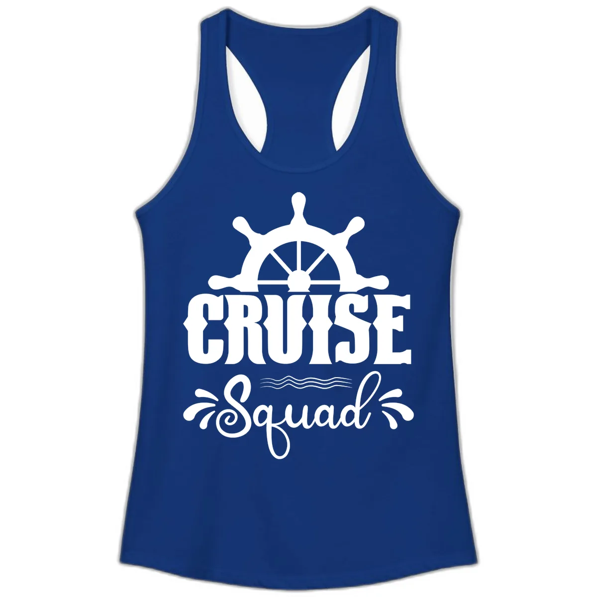 Cruise Squad Ship Wheel Ladies Tank in Solid Royal