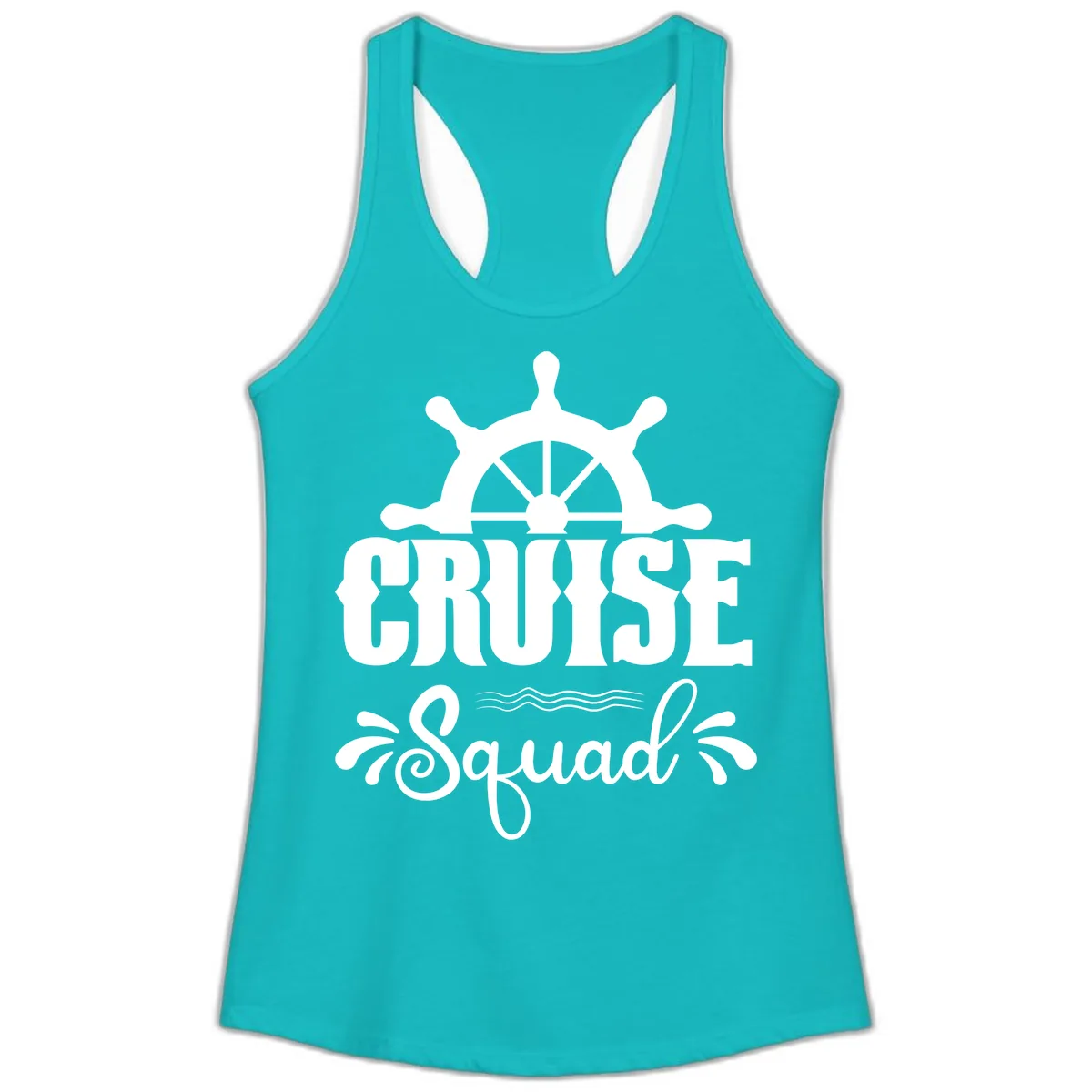 Cruise Squad Ship Wheel Ladies Tank in Tahiti Blue