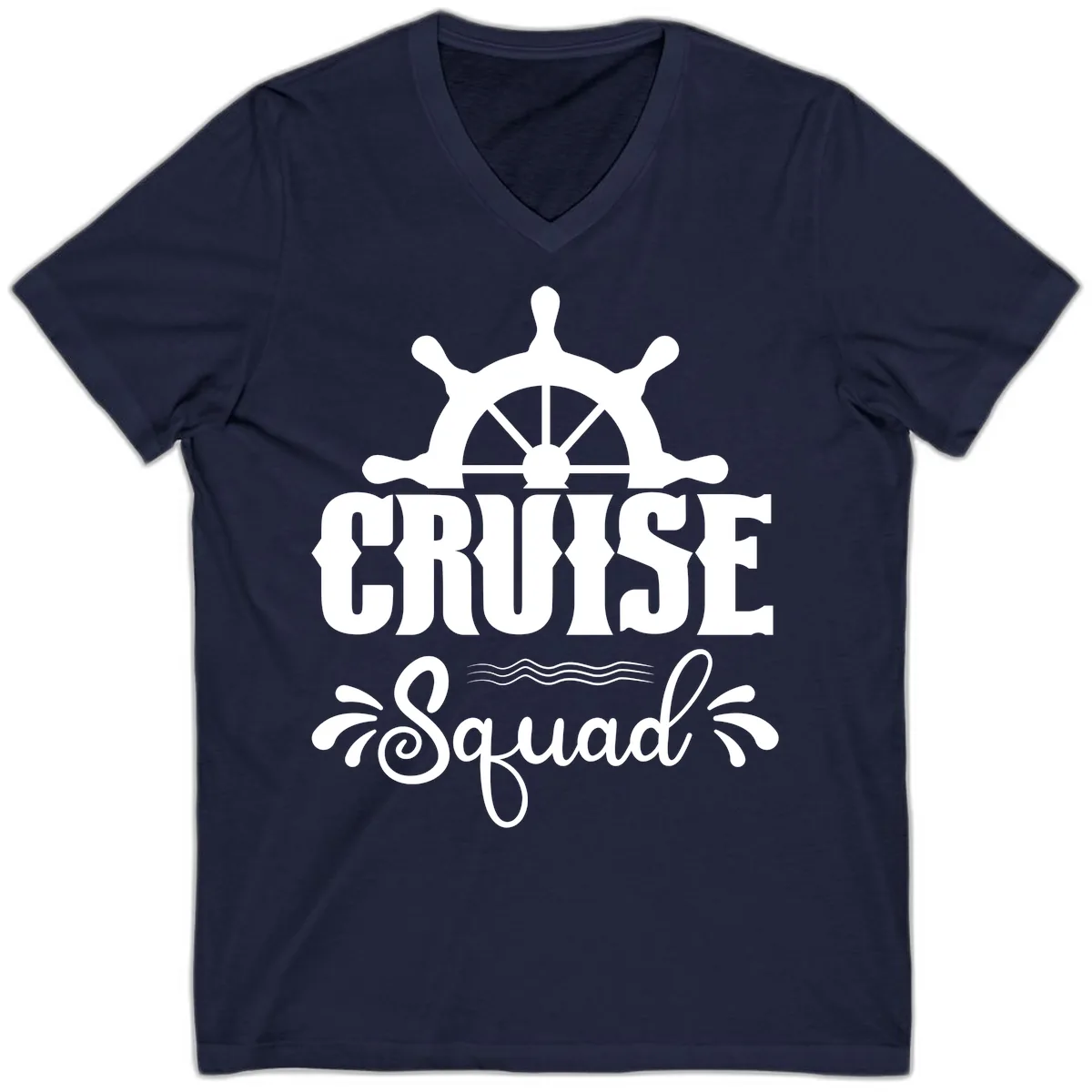 Cruise Squad Ship Wheel V-Neck in Navy