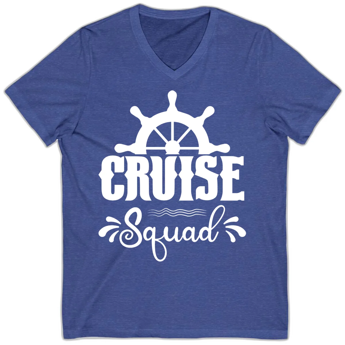 Cruise Squad Ship Wheel V-Neck in Heather True Royal