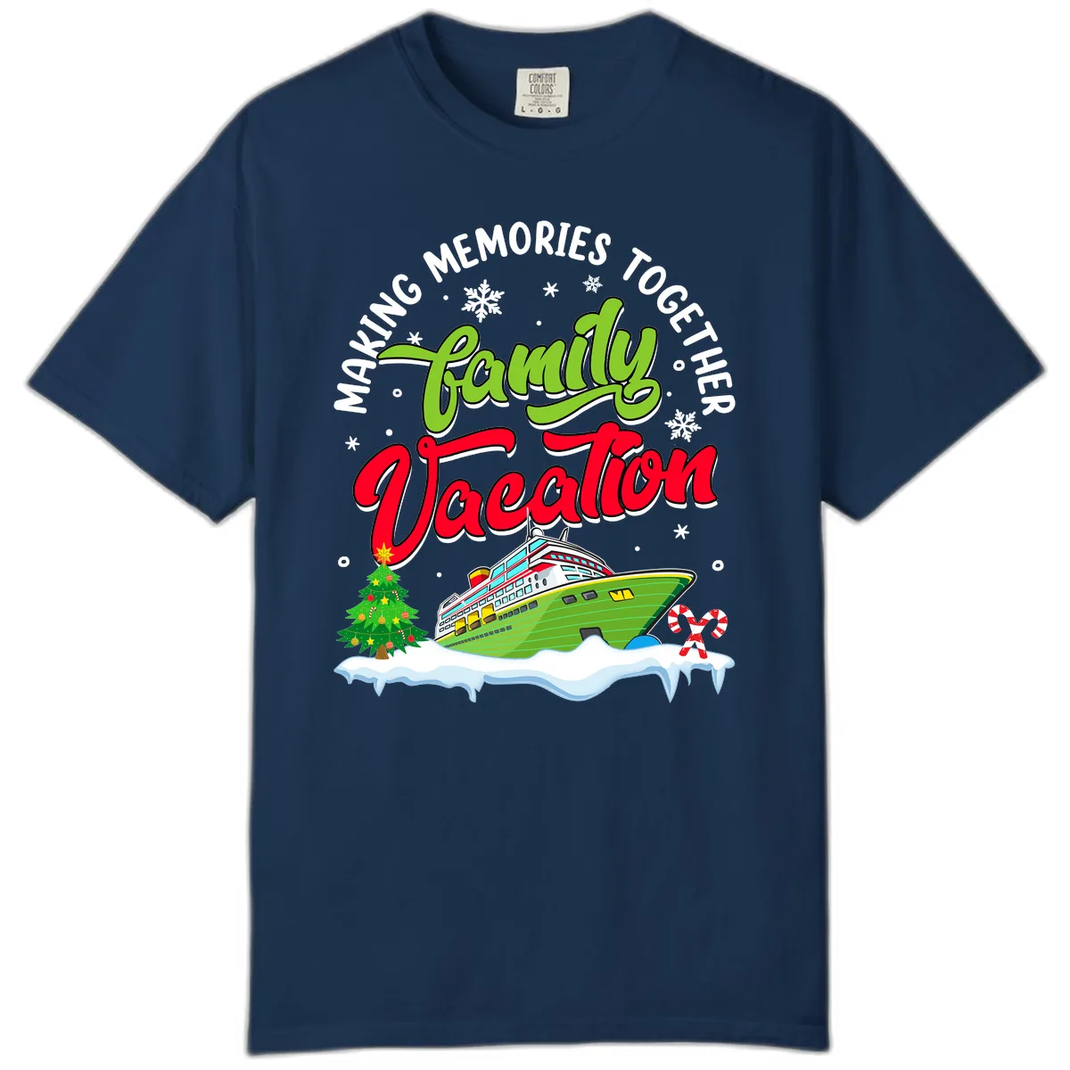 Family Vacation Cruise Ship Holiday Comfort Color in Navy
