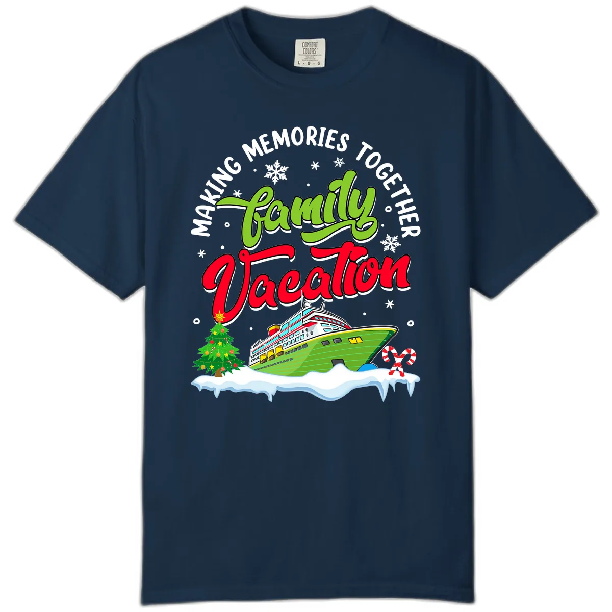 Family Vacation Cruise Ship Holiday Comfort Color in True Navy