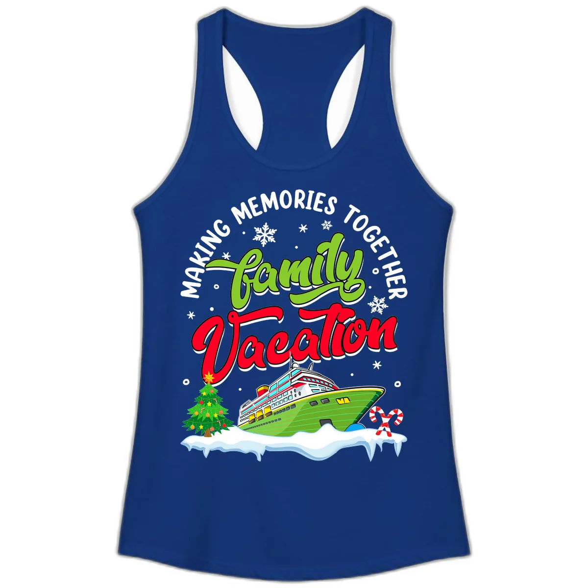 Family Vacation Cruise Ship Holiday Ladies Tank in Solid Royal