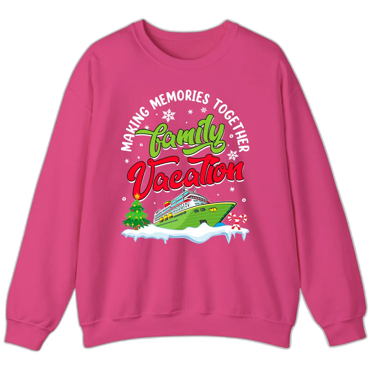 Family Vacation Cruise Ship Holiday Sweatshirt in Heliconia