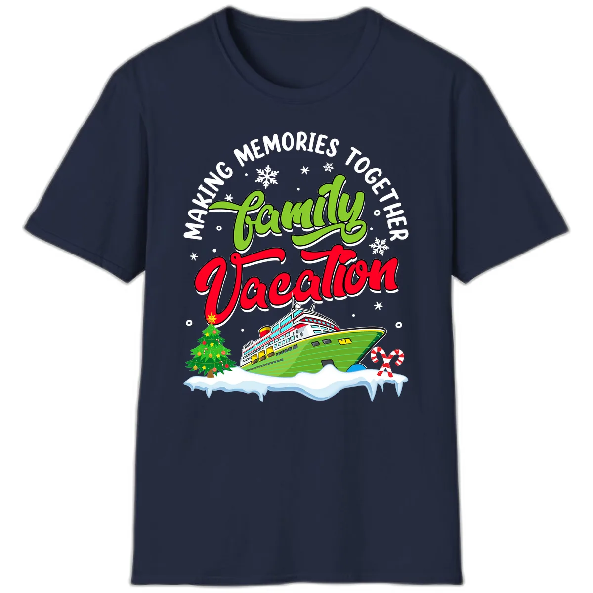 Family Vacation Cruise Ship Holiday T-Shirt in Navy