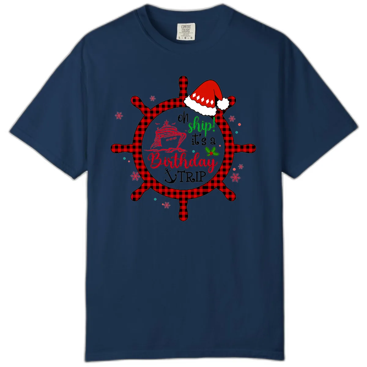 Oh Ship Birthday Cruise Trip Comfort Color in Navy
