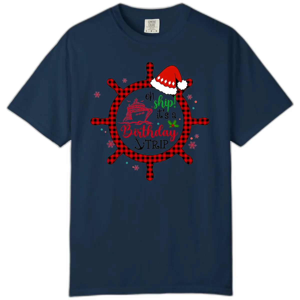 Oh Ship Birthday Cruise Trip Comfort Color in True Navy