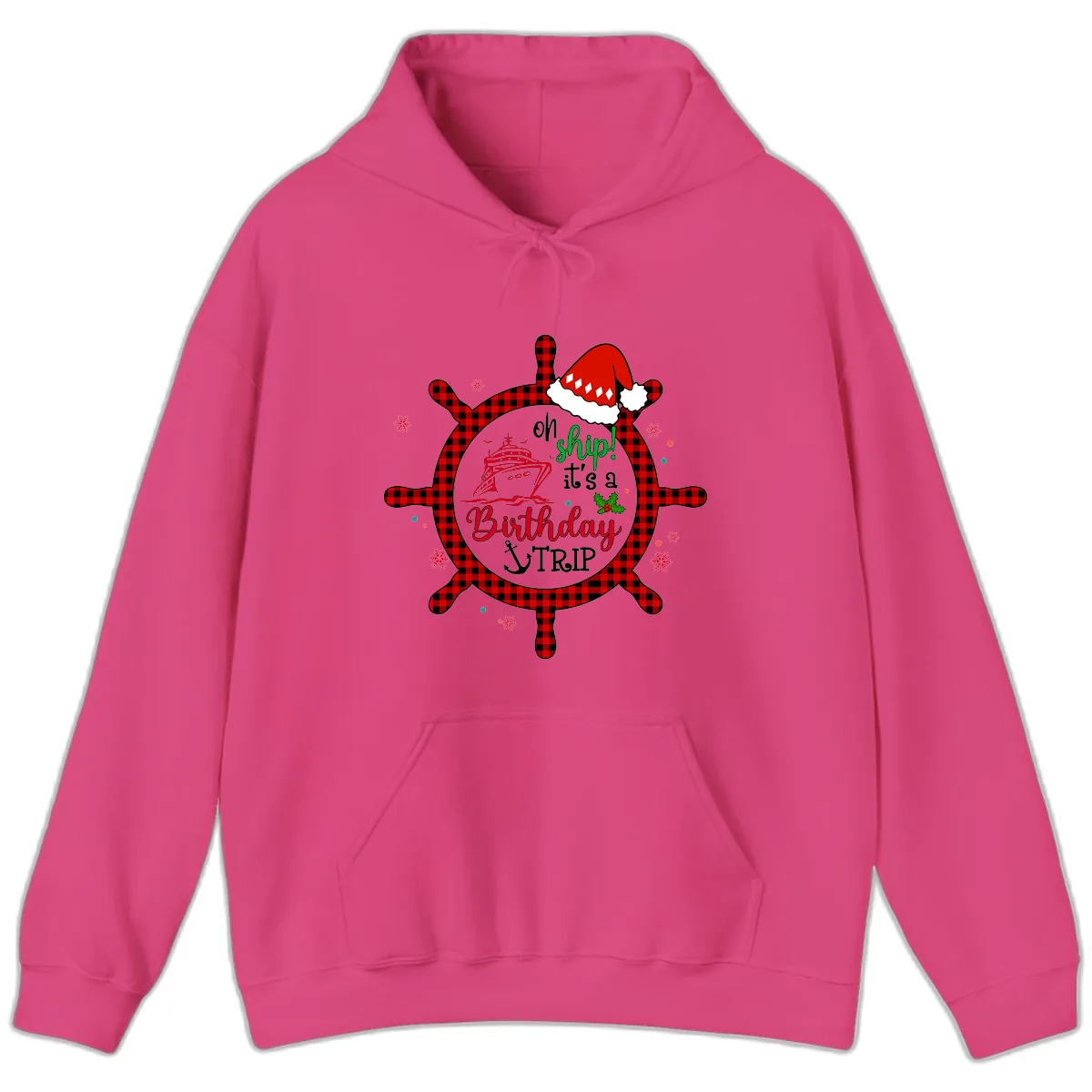 Oh Ship Birthday Cruise Trip Hoodie in Heliconia