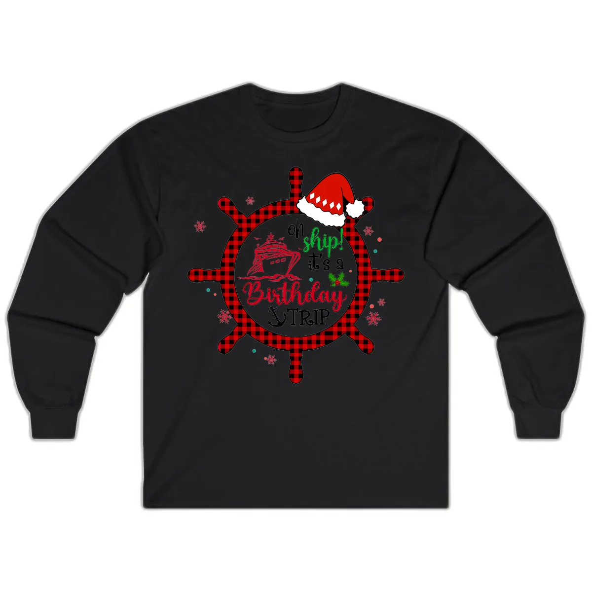 Oh Ship Birthday Cruise Trip Long Sleeve in Black