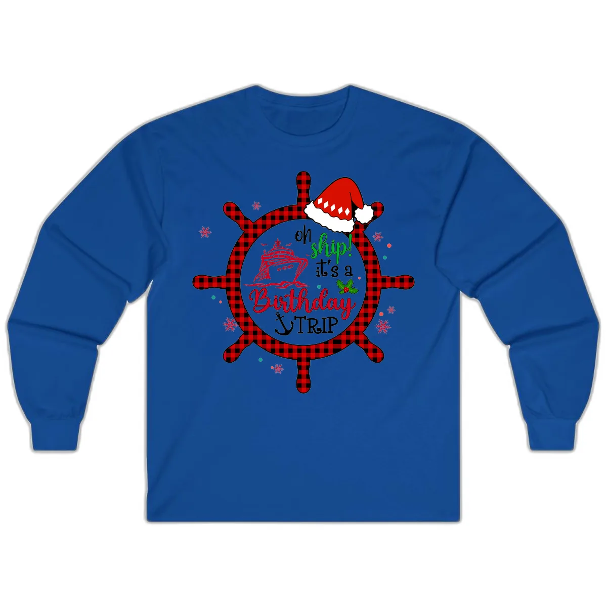 Oh Ship Birthday Cruise Trip Long Sleeve in Royal