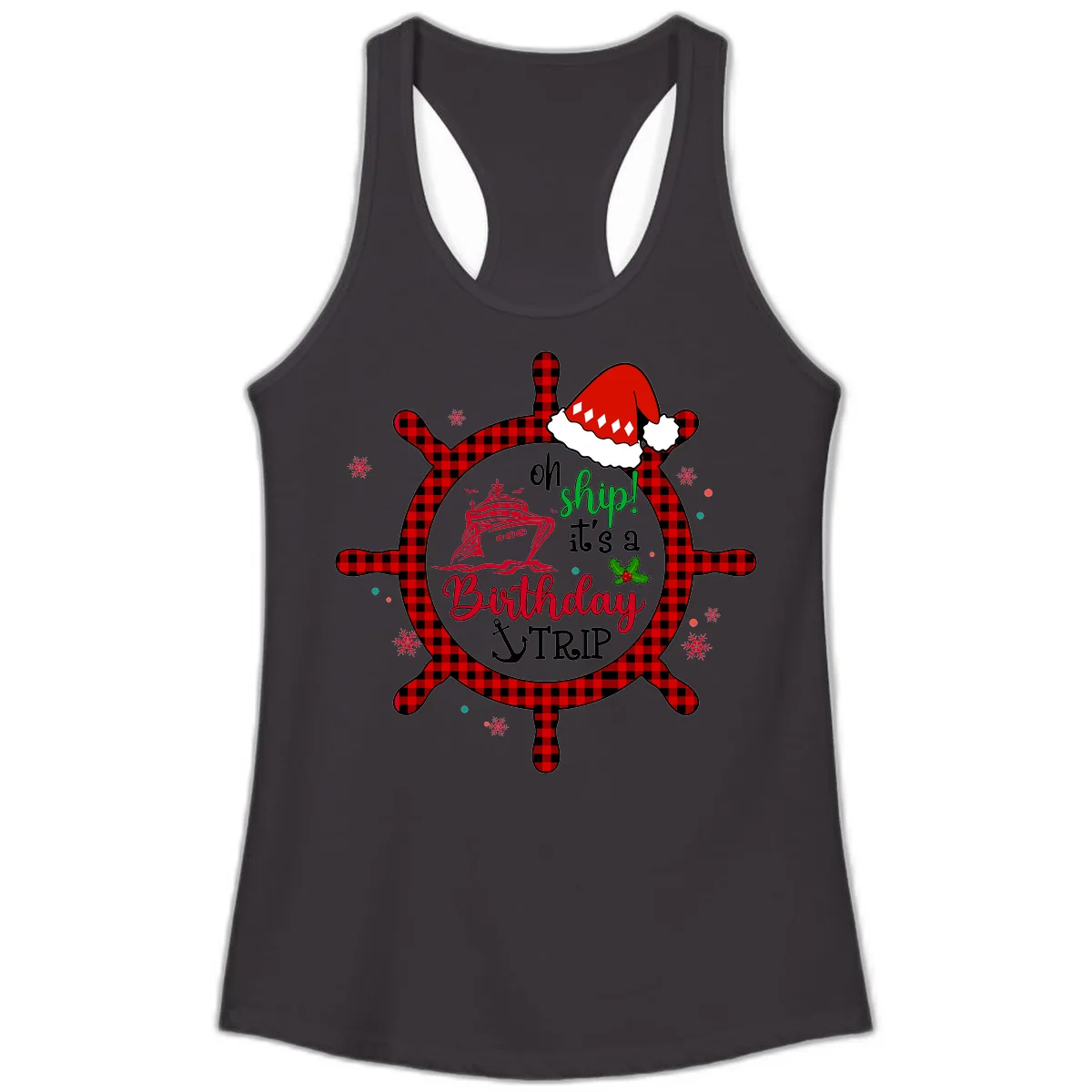 Oh Ship Birthday Cruise Trip Ladies Tank in Black