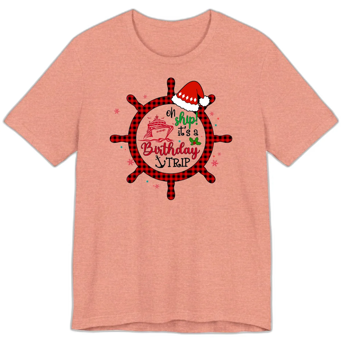 Oh Ship Birthday Cruise Trip Premium T-Shirt in Heather Sunset