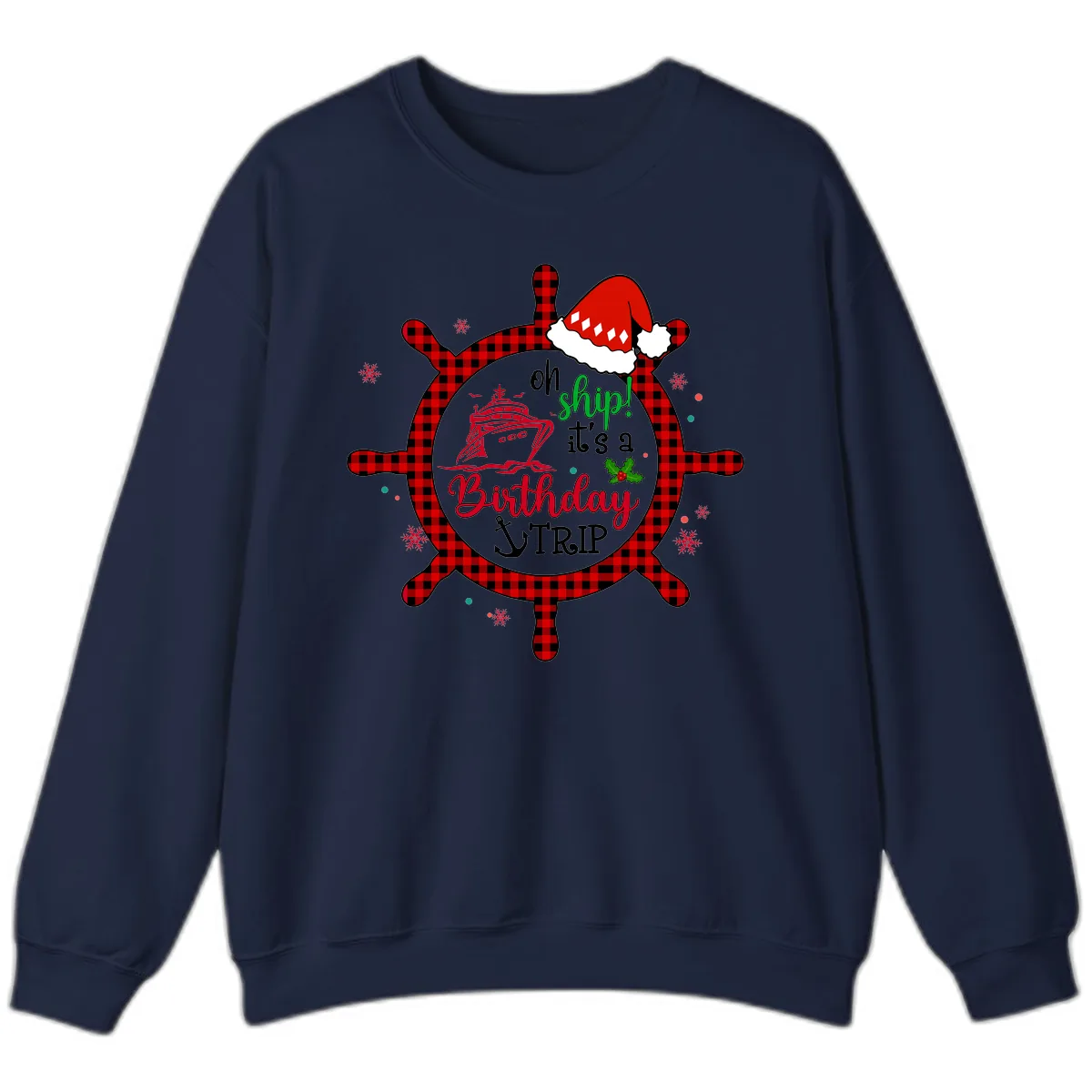 Oh Ship Birthday Cruise Trip Sweatshirt in Navy
