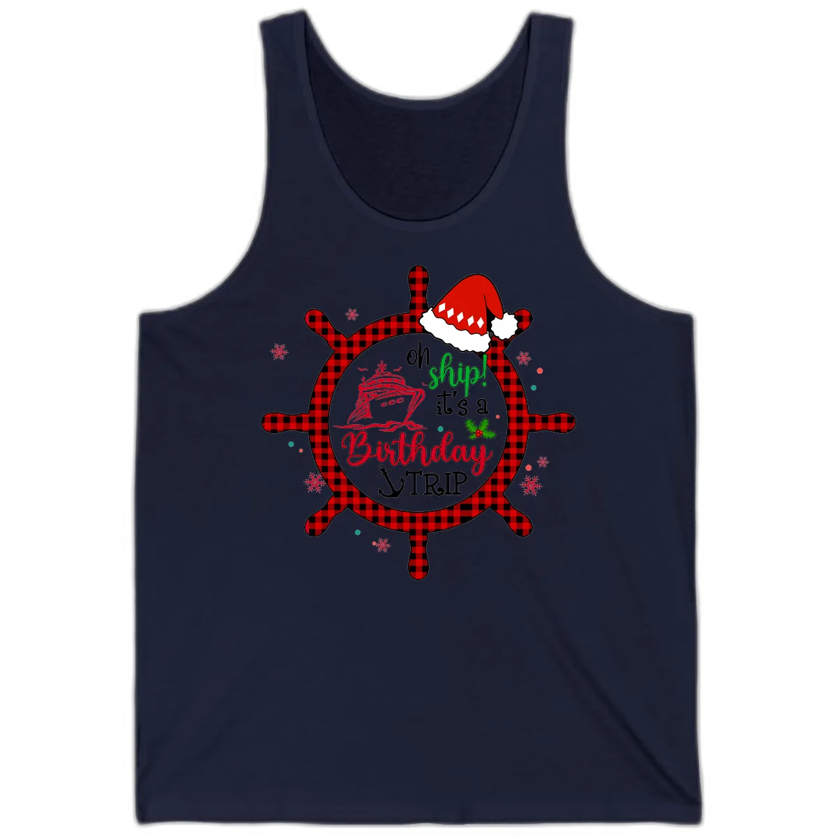 Oh Ship Birthday Cruise Trip Tank in Navy