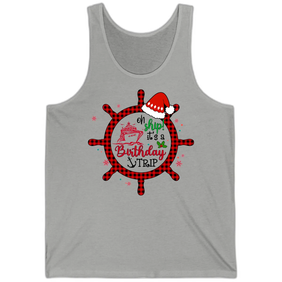 Oh Ship Birthday Cruise Trip Tank in Athletic Heather
