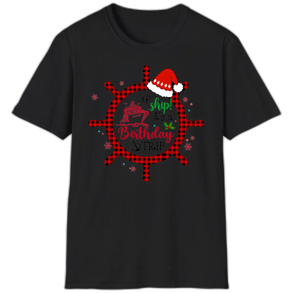 Oh Ship Birthday Cruise Trip T-Shirt in Black