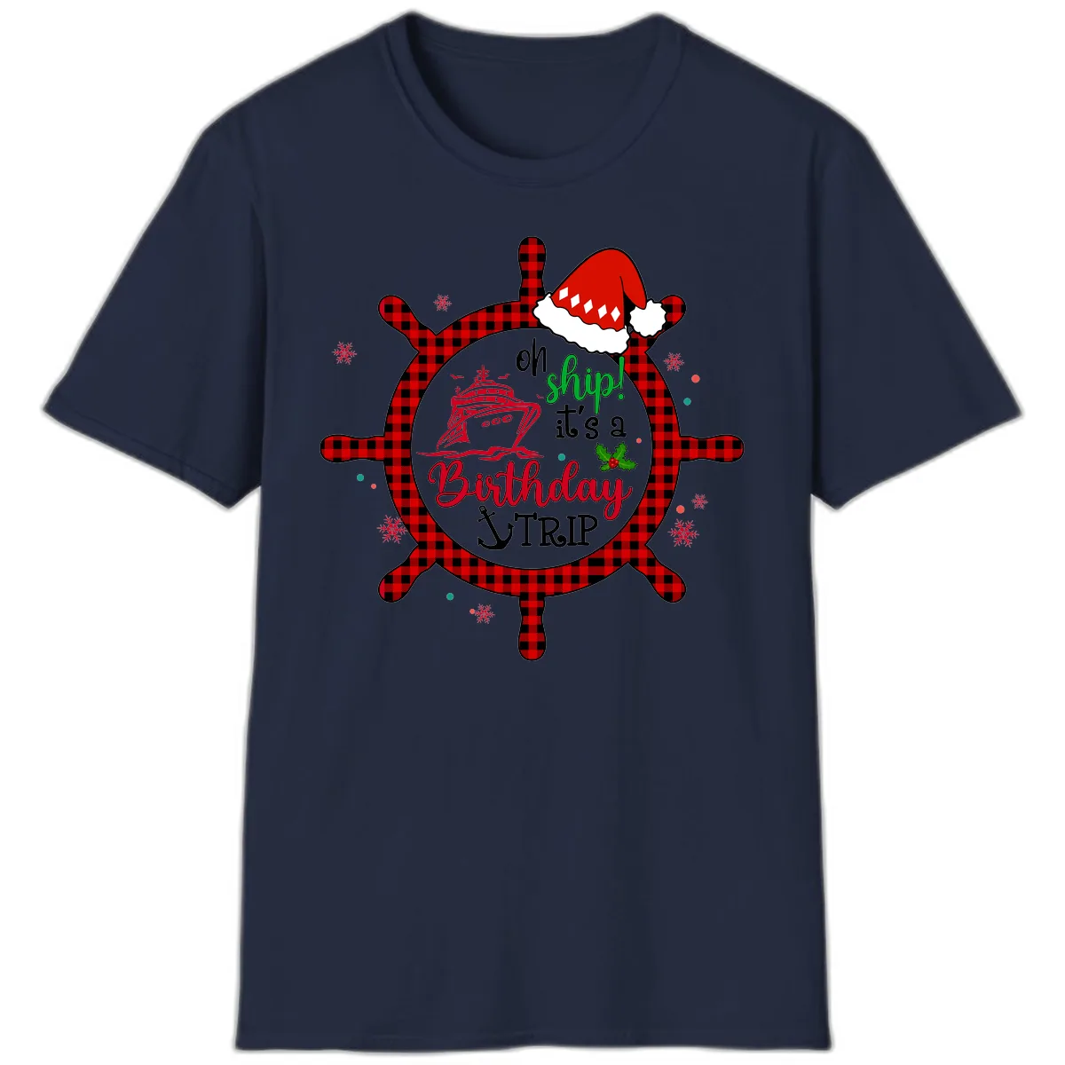 Oh Ship Birthday Cruise Trip T-Shirt in Navy