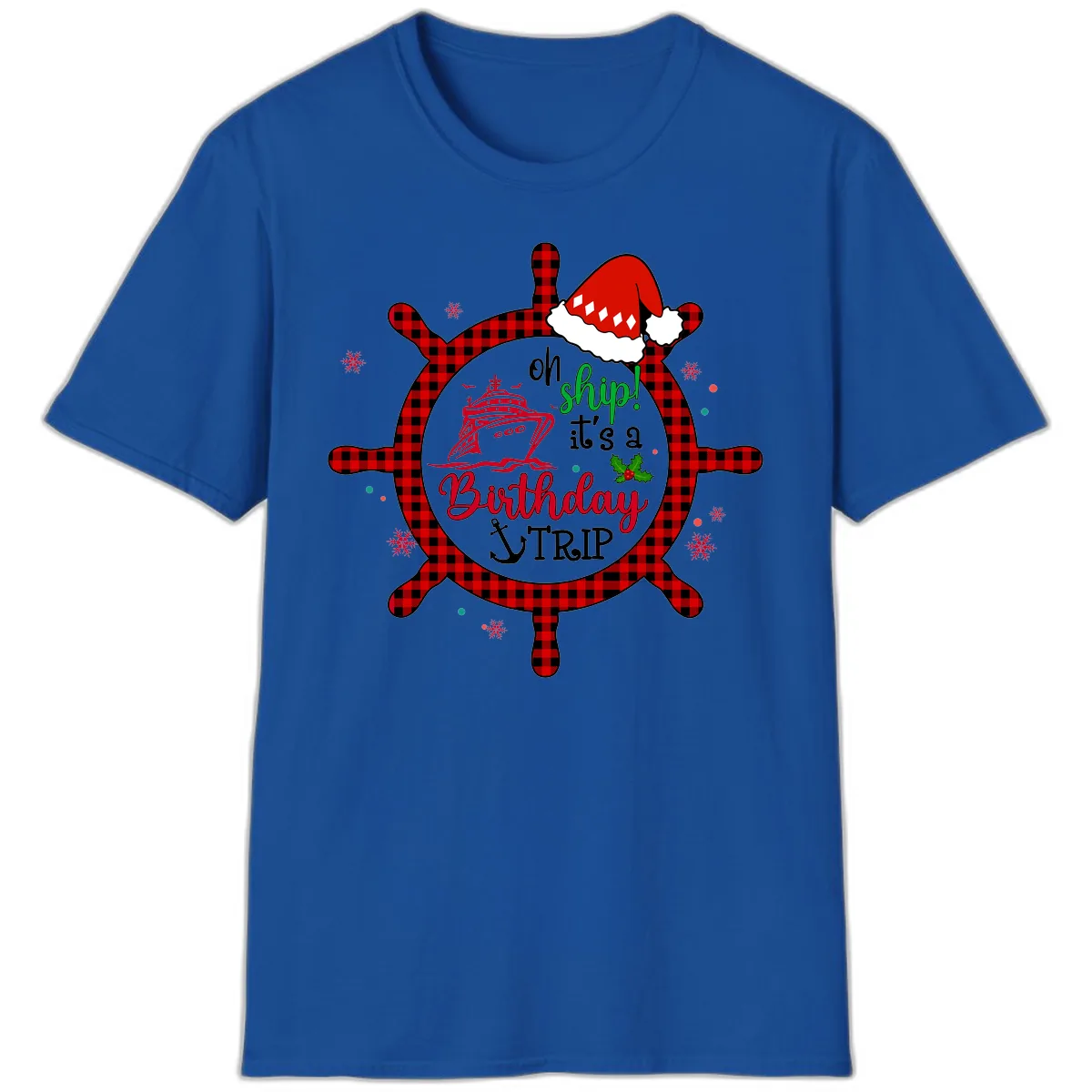 Oh Ship Birthday Cruise Trip T-Shirt in Royal