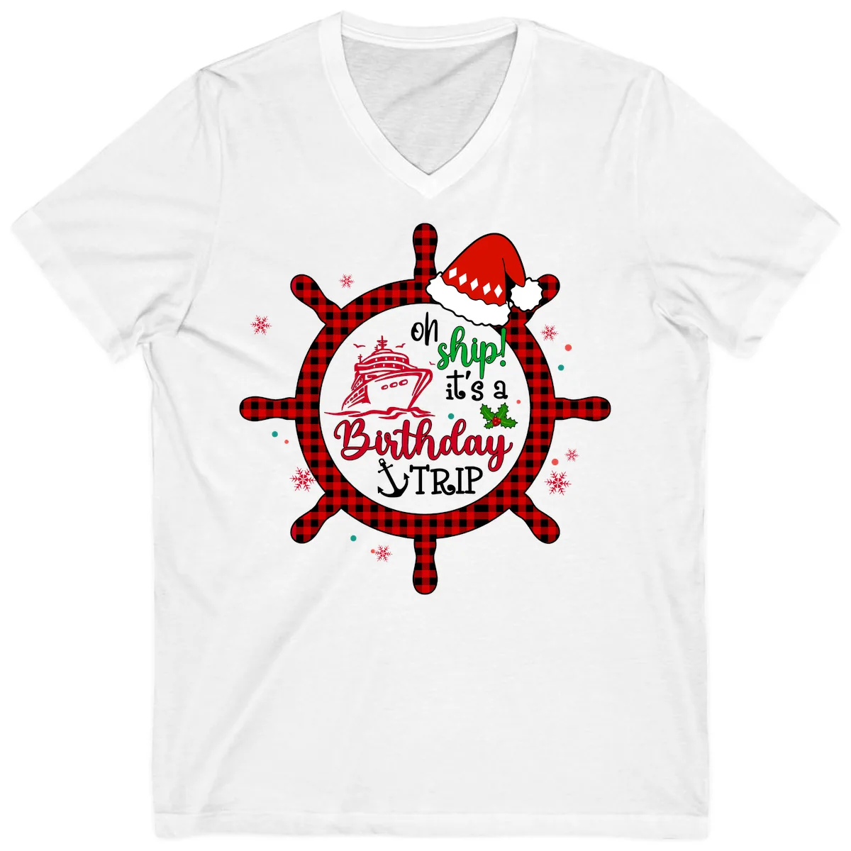 Oh Ship Birthday Cruise Trip V-Neck in White