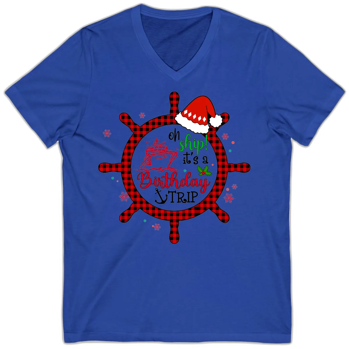 Oh Ship Birthday Cruise Trip V-Neck in True Royal