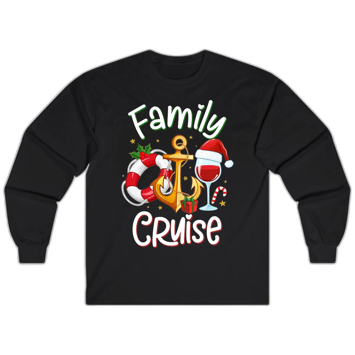 Family Cruise Nautical Holiday Long Sleeve in Black