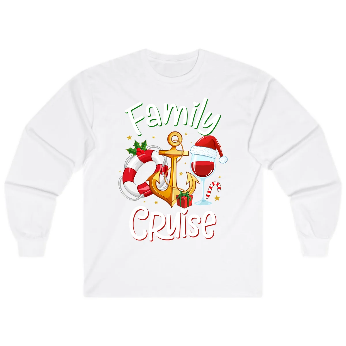 Family Cruise Nautical Holiday Long Sleeve in White