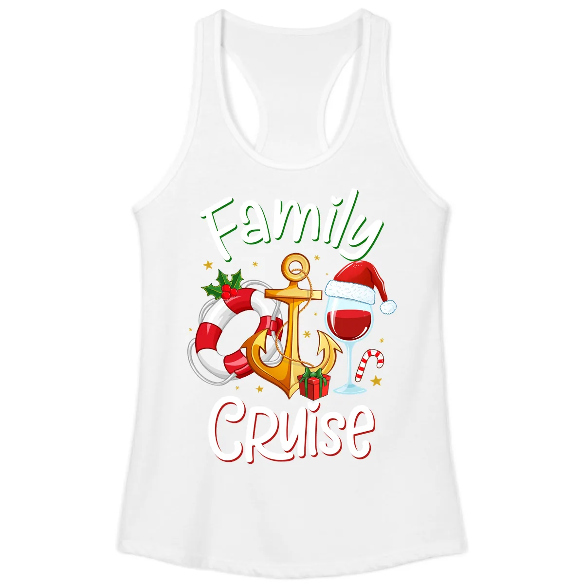 Family Cruise Nautical Holiday Ladies Tank in White