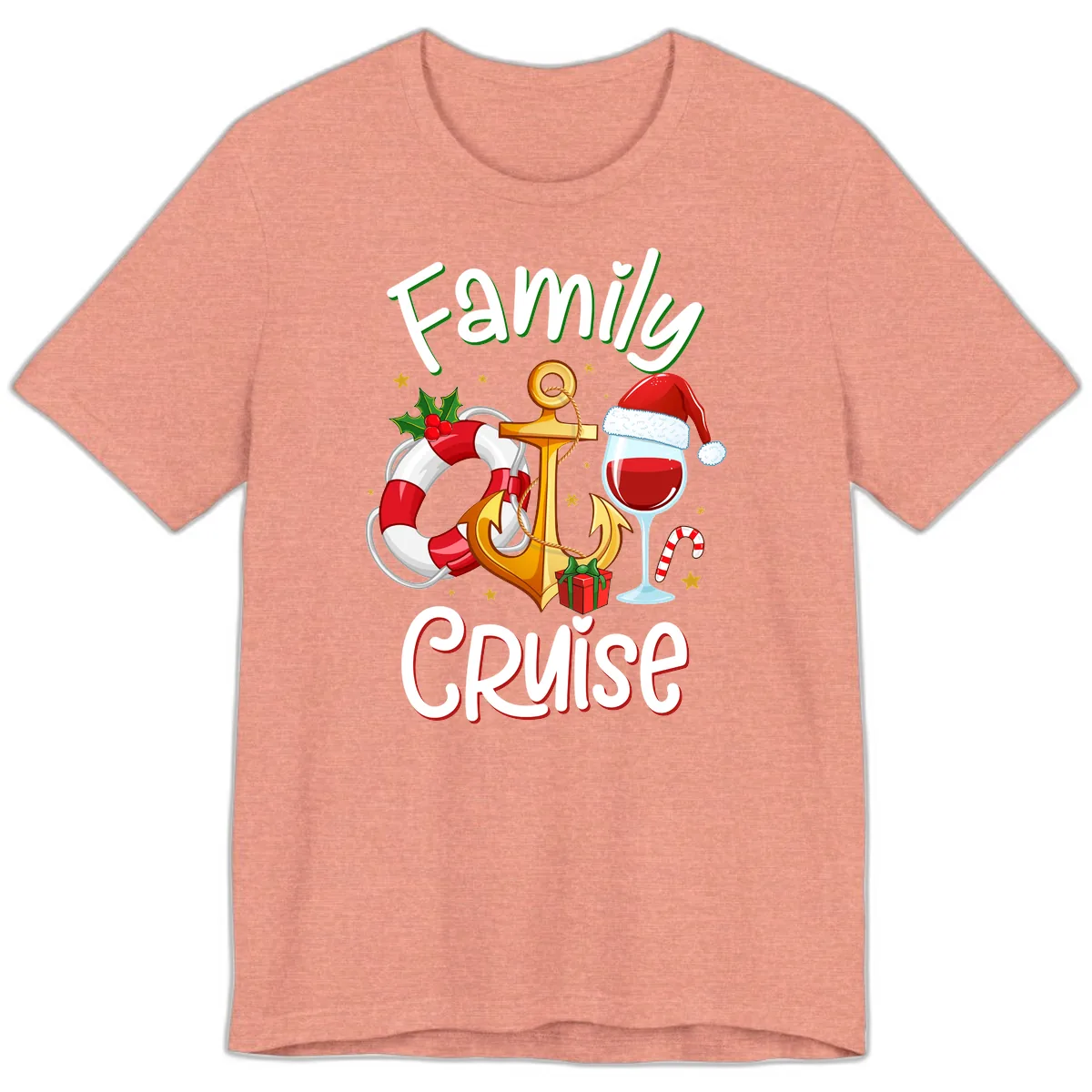 Family Cruise Nautical Holiday Premium T-Shirt in Heather Sunset