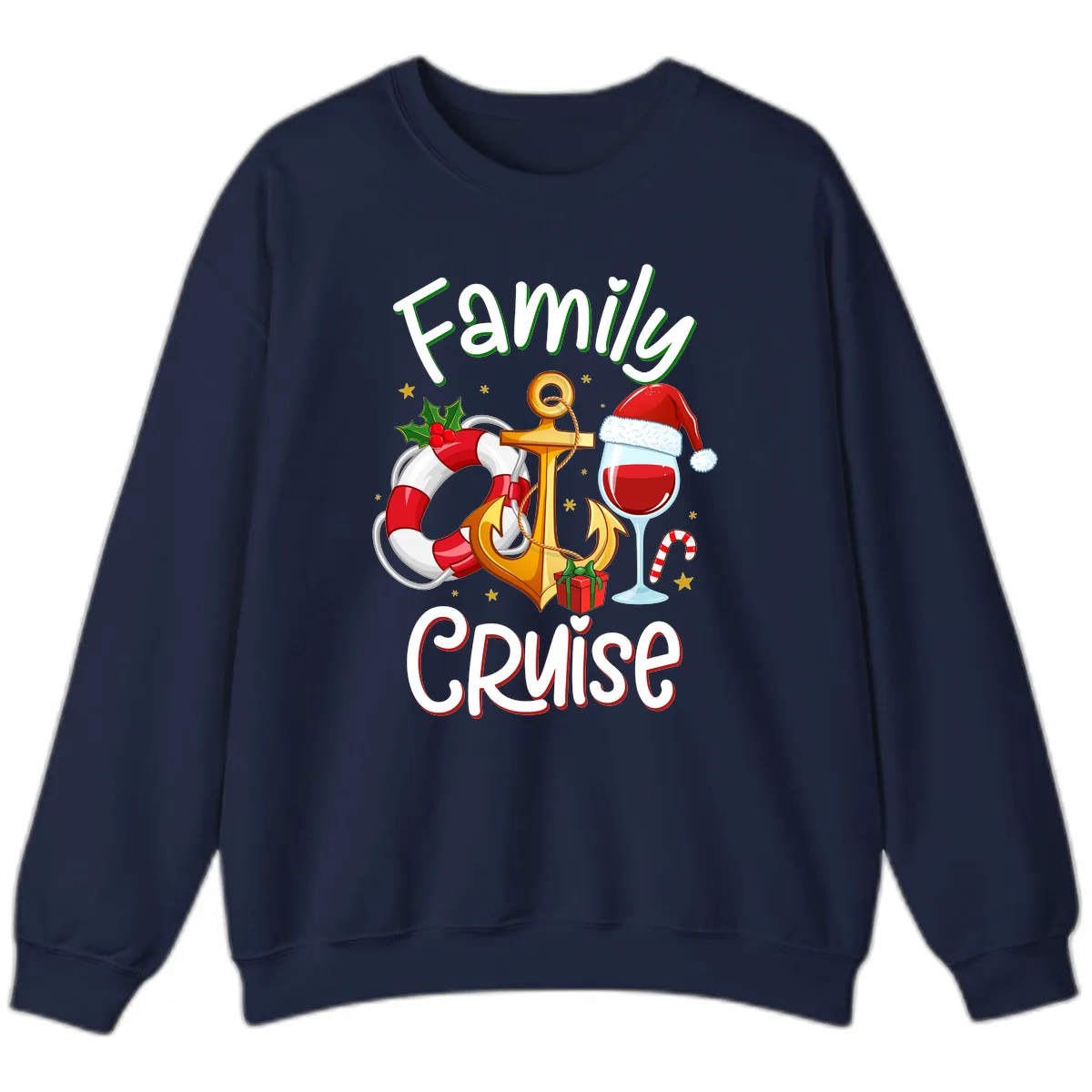 Family Cruise Nautical Holiday Sweatshirt in Navy