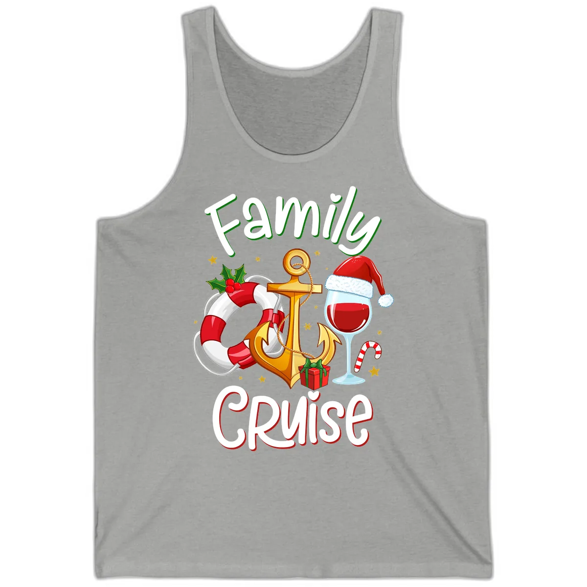Family Cruise Nautical Holiday Tank in Athletic Heather