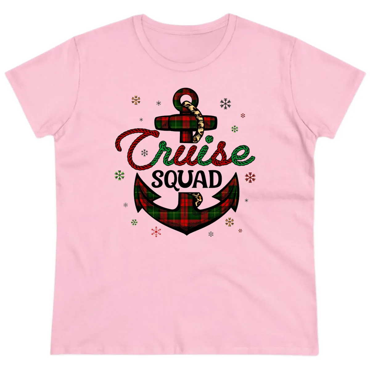 Cruise Squad Anchor Holiday Ladies Tee in Light Pink