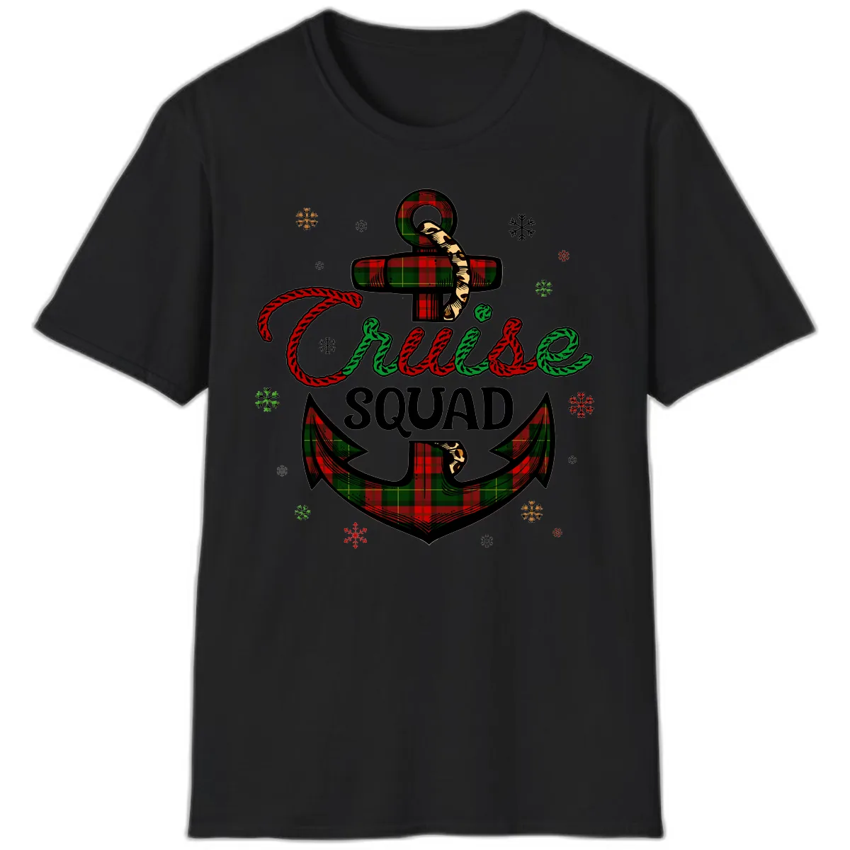 Cruise Squad Anchor Holiday T-Shirt in Black
