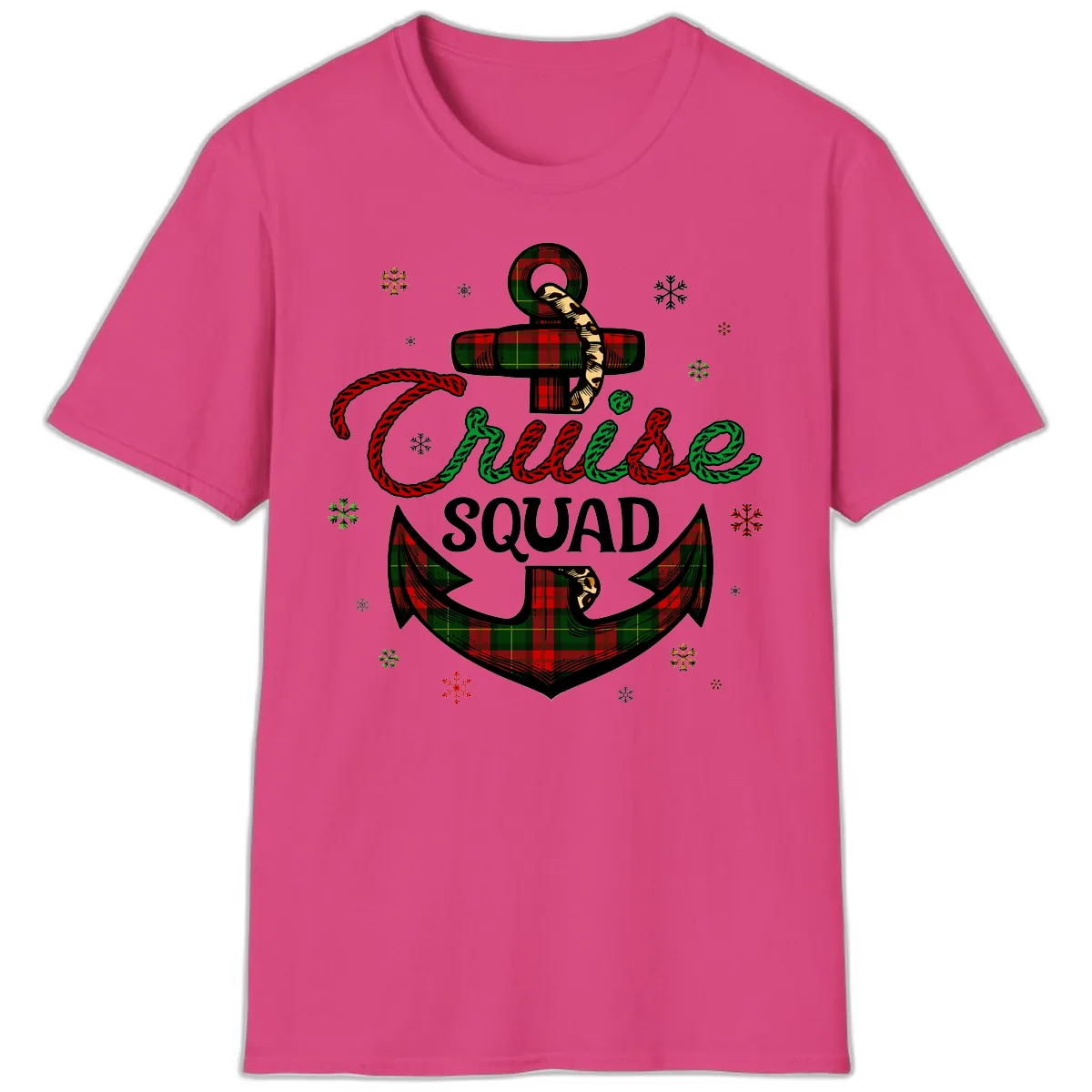 Cruise Squad Anchor Holiday T-Shirt in Heliconia