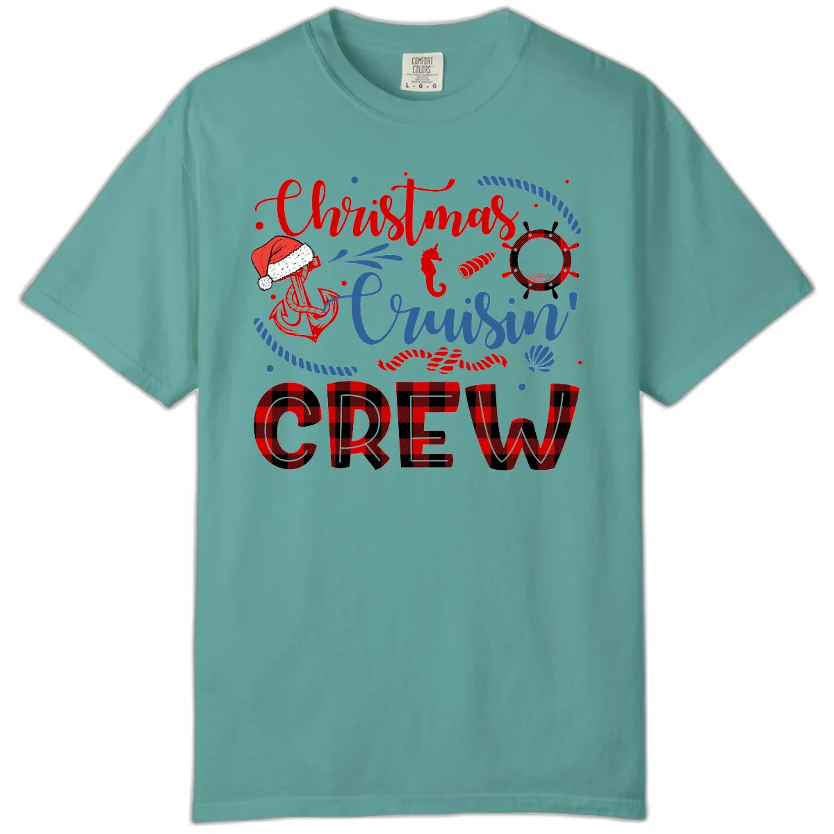 Christmas Cruisin' Cousin Crew Comfort Color in Seafoam