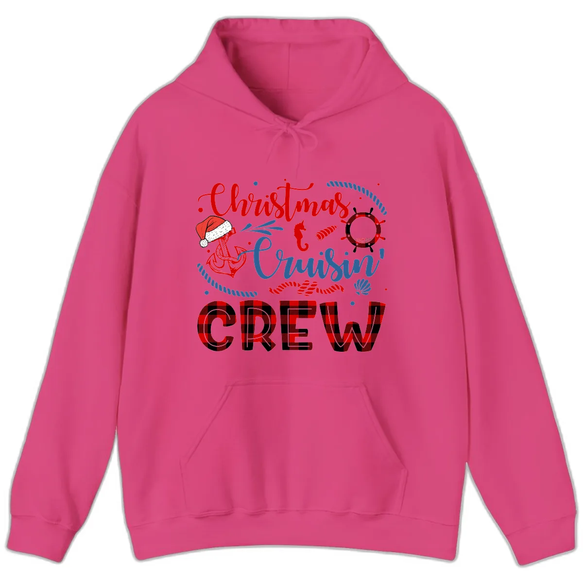 Christmas Cruisin' Cousin Crew Hoodie in Heliconia