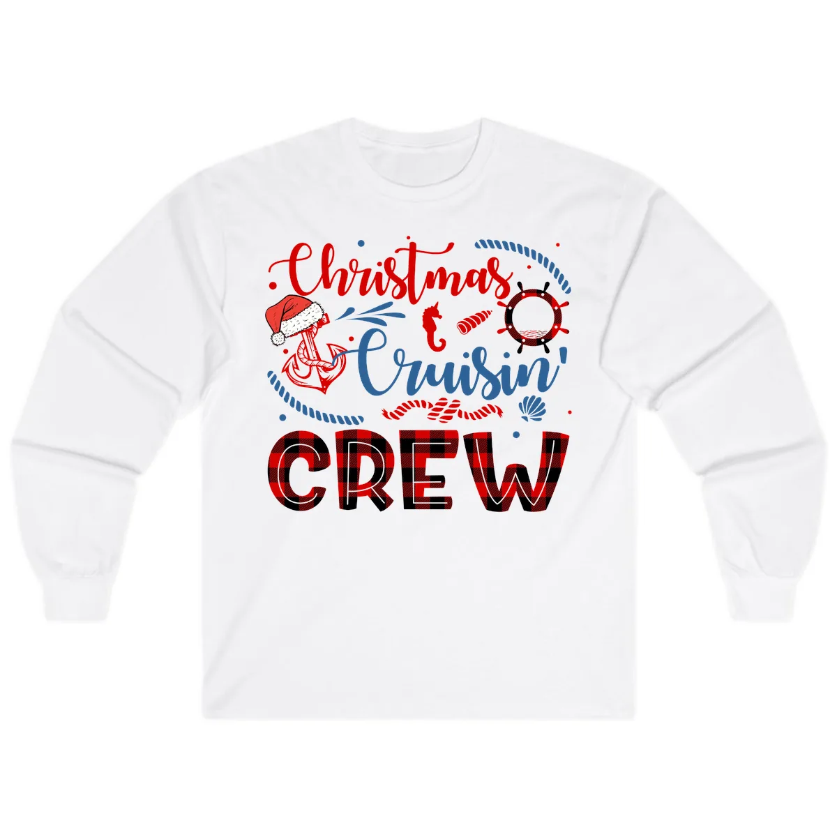 Christmas Cruisin' Cousin Crew Long Sleeve in White