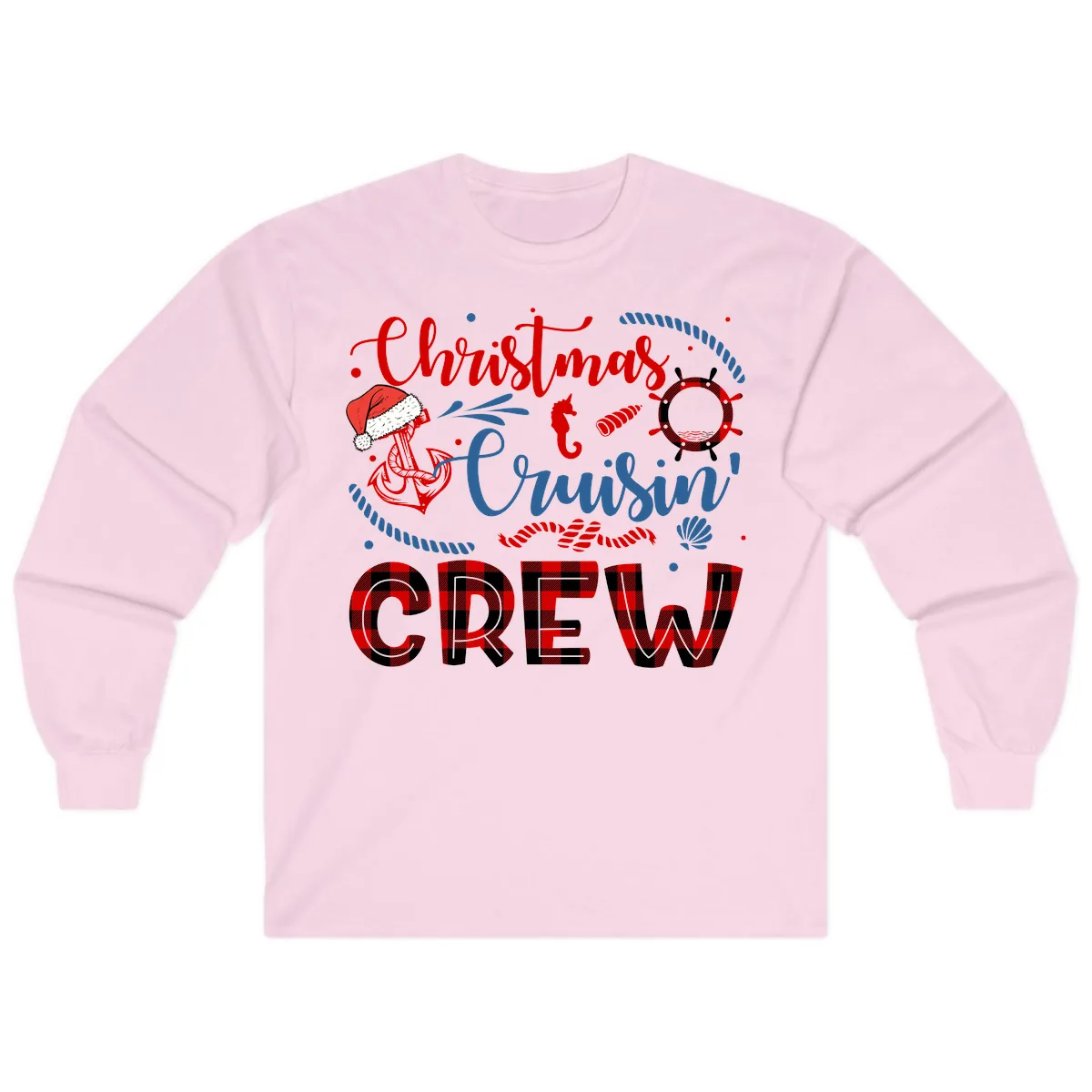 Christmas Cruisin' Cousin Crew Long Sleeve in Light Pink