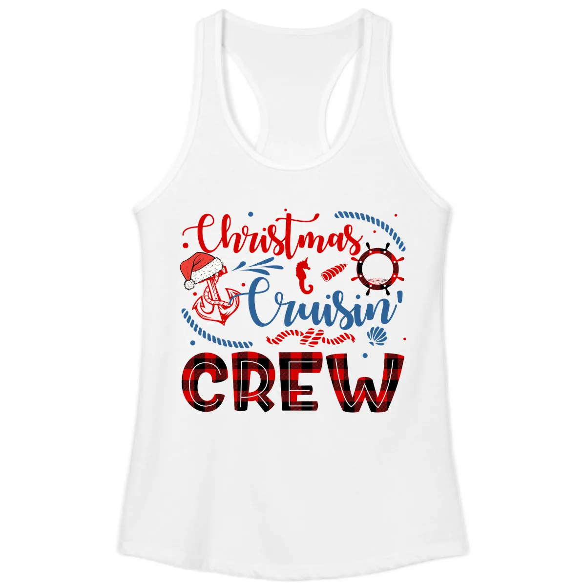 Christmas Cruisin' Cousin Crew Ladies Tank in White