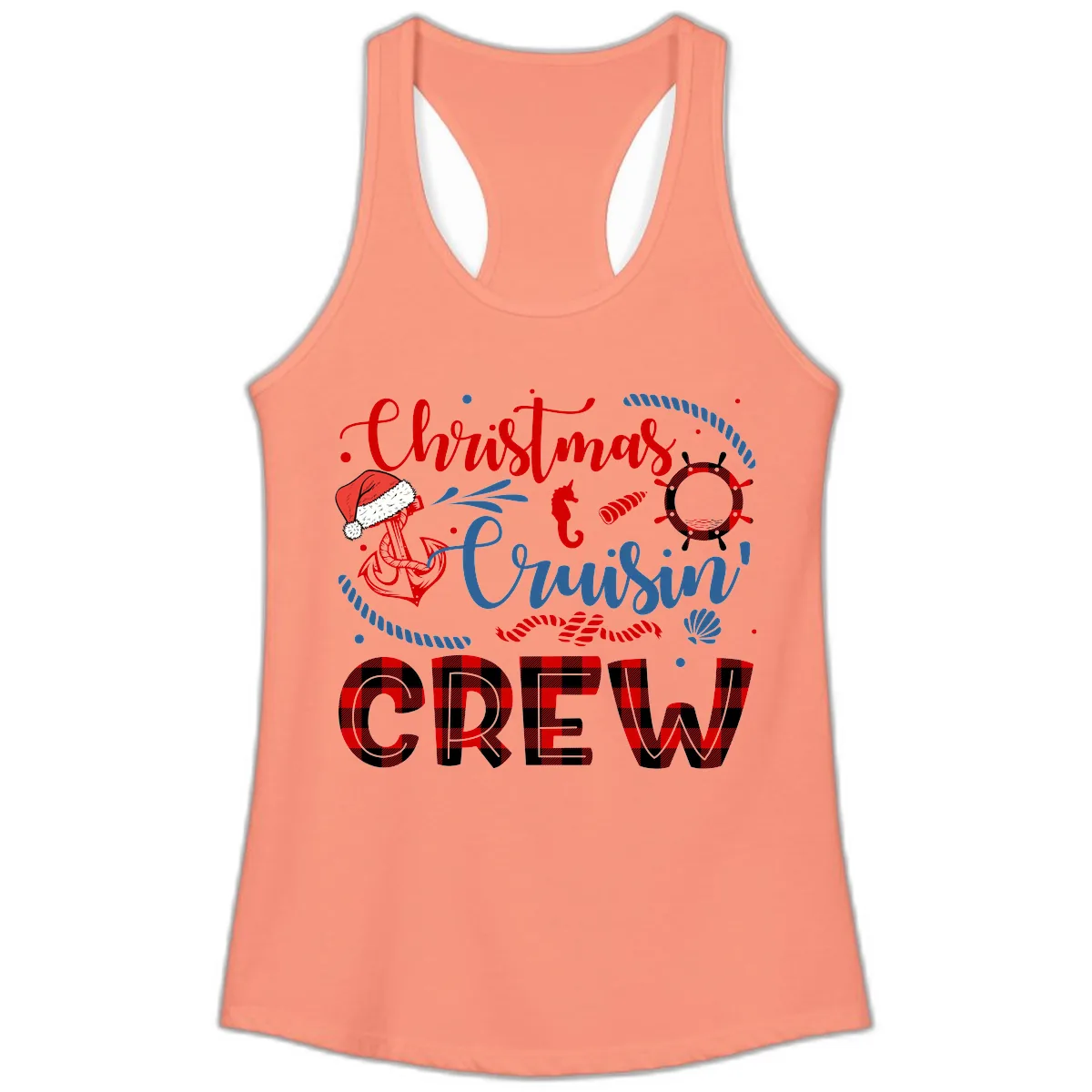 Christmas Cruisin' Cousin Crew Ladies Tank in Solid Light Orange