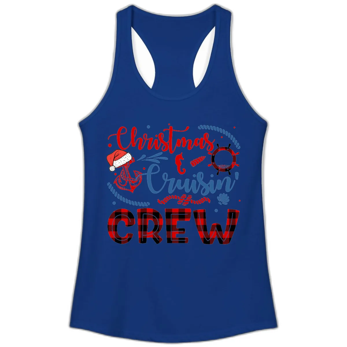 Christmas Cruisin' Cousin Crew Ladies Tank in Solid Royal