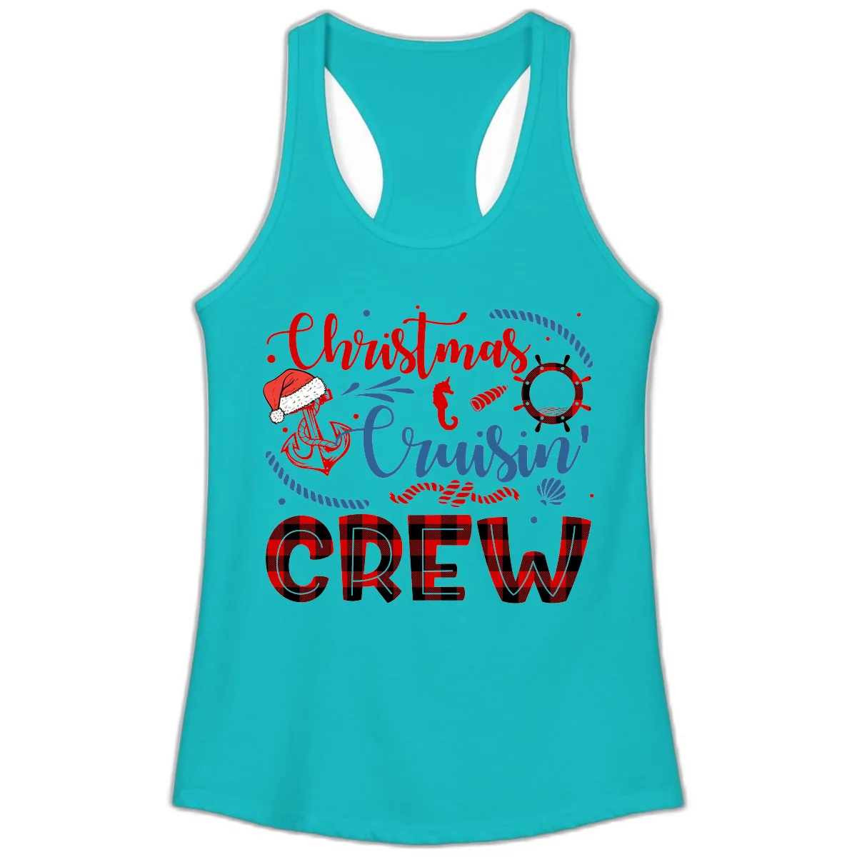 Christmas Cruisin' Cousin Crew Ladies Tank in Tahiti Blue