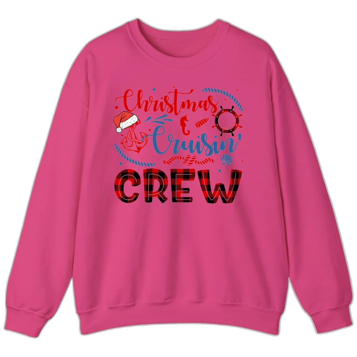 Christmas Cruisin' Cousin Crew Sweatshirt in Heliconia