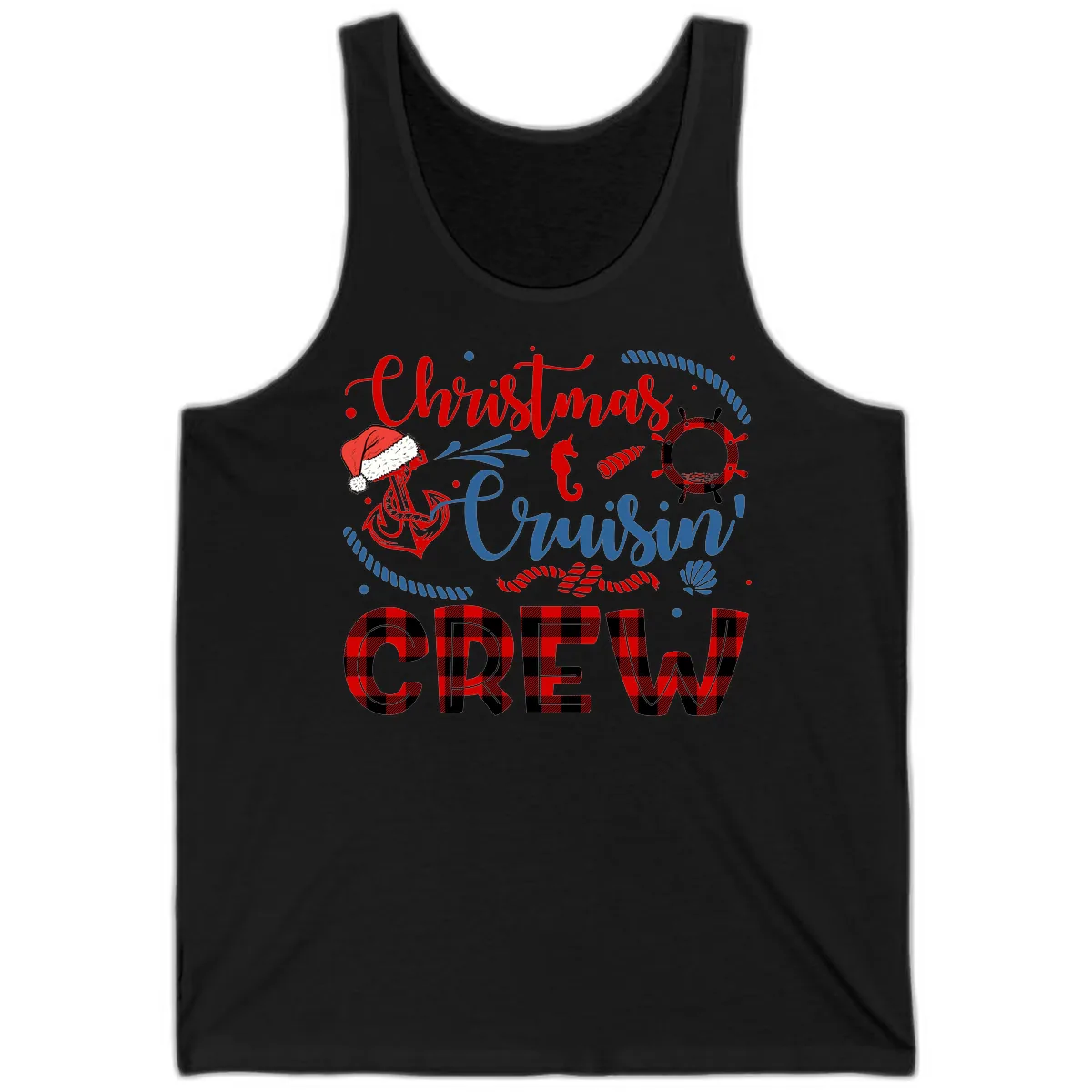 Christmas Cruisin' Cousin Crew Tank in Black