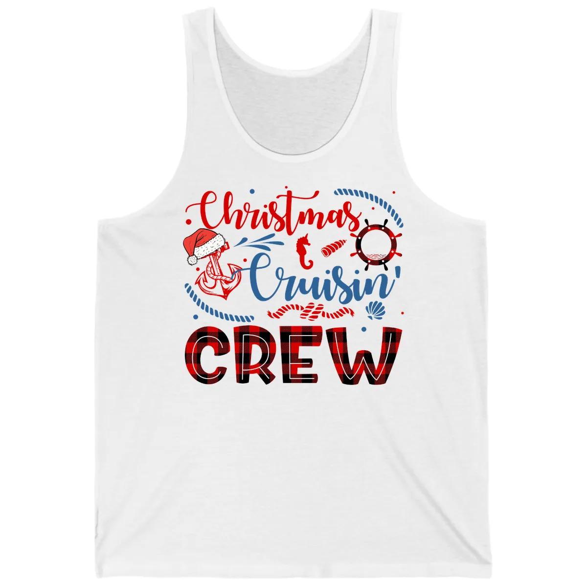 Christmas Cruisin' Cousin Crew Tank in White
