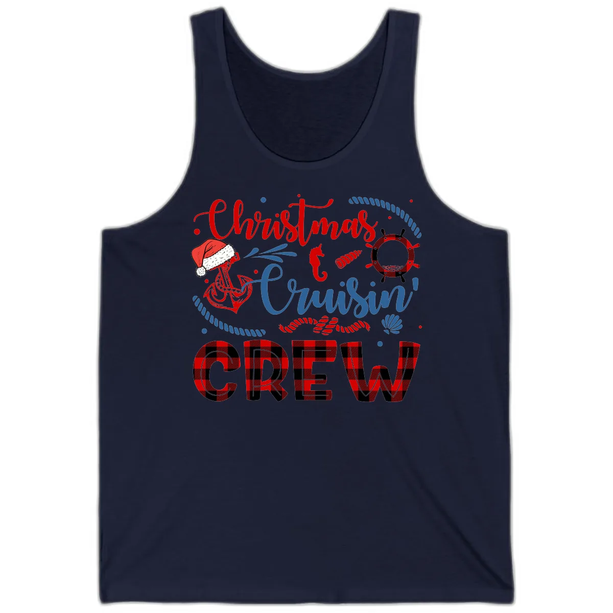 Christmas Cruisin' Cousin Crew Tank in Navy